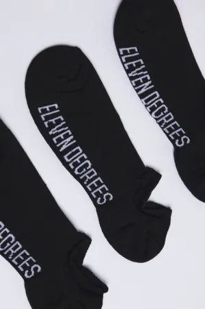 3 Pack Text Graphic Trainer Liner Socks - Black / Black / Black