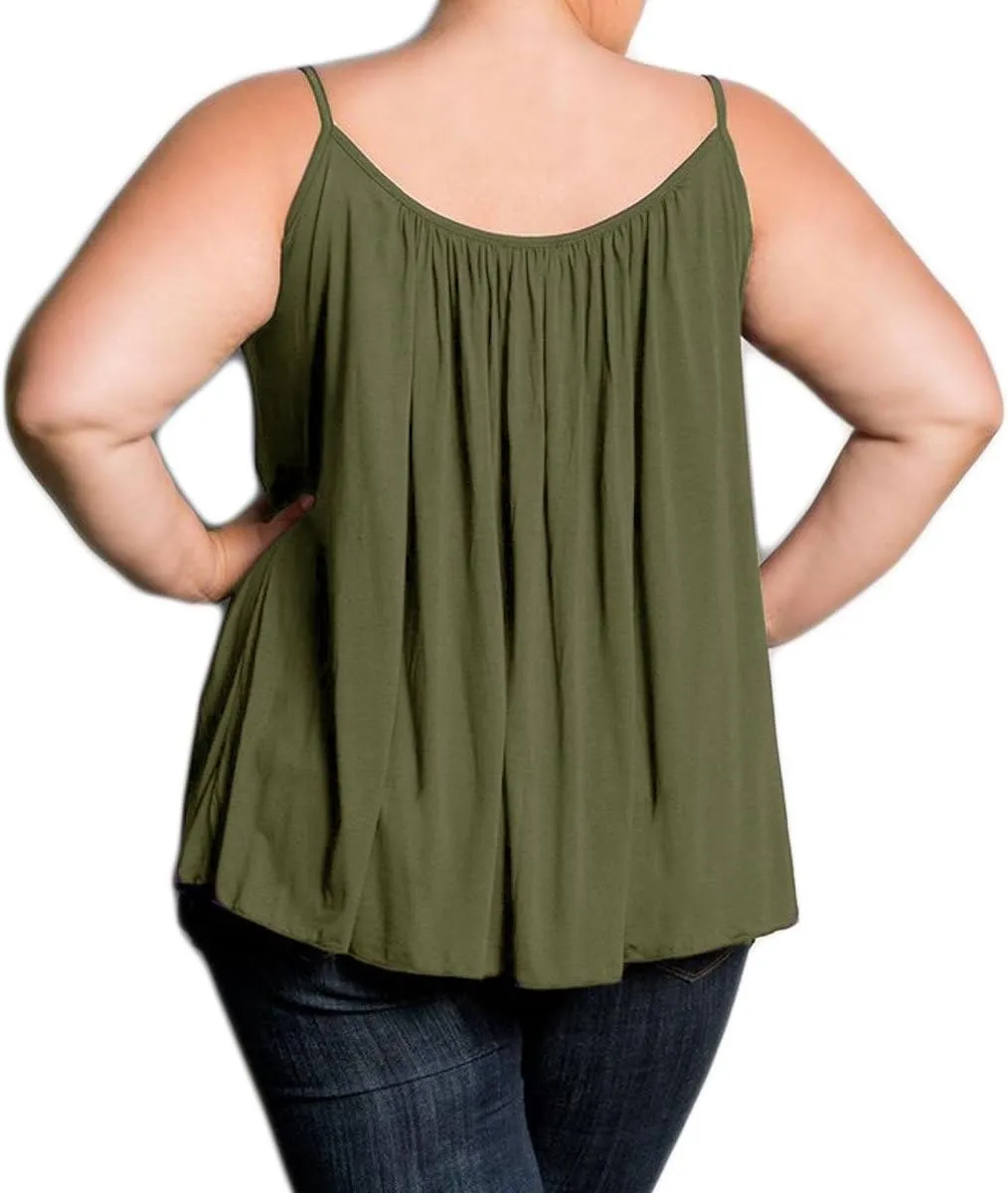 7th Element Plus Size Tank Tops for Women Camisoles Cami Dress Loose Fit Sleeveless Flowy Spaghetti Strap Summer