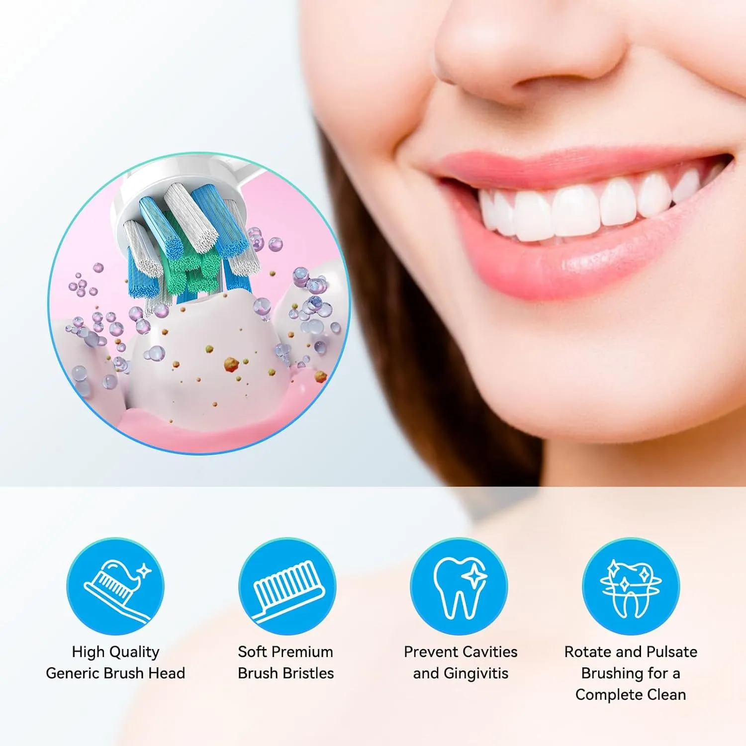 8Pcs Brush Heads for Oral B - Plaque Removal