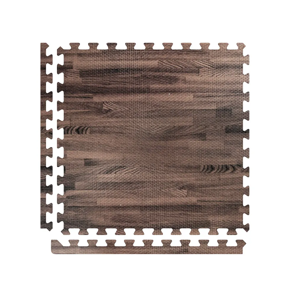 96 Sq Ft Dark Wood Grain Eva Mats Foam Interlocking Flooring Gym Exercise 24 Pc