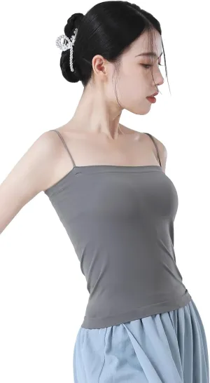 Angcoco Women's Elegant Comfy Build-in Light Padded Strappy Basic Camisoles - 2 Packs