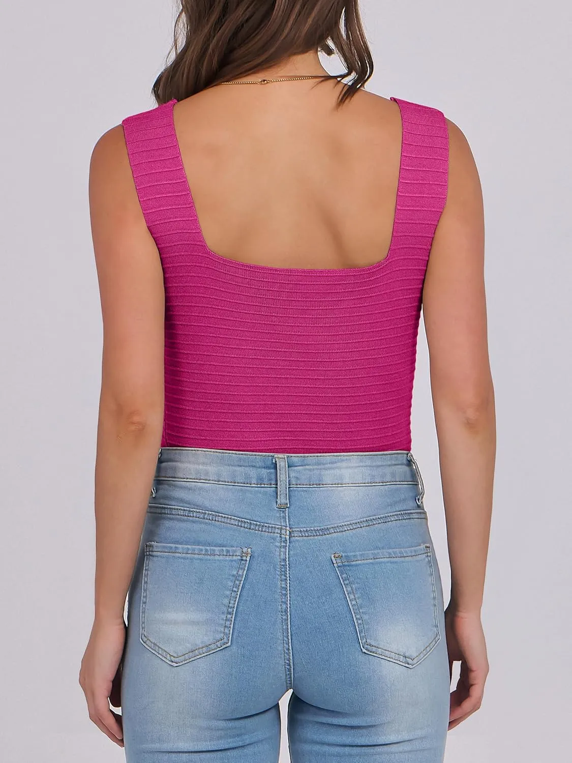 ANRABESS Tank Tops for Women 2025 Summer Square Neck Rib Knit Sleeveless Basic Slim Fit Shirts Casual Top Trendy Outfits