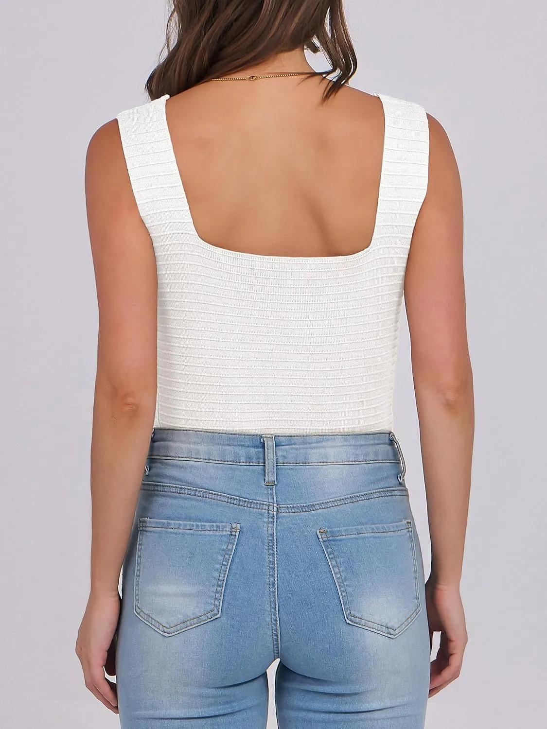ANRABESS Tank Tops for Women 2025 Summer Square Neck Rib Knit Sleeveless Basic Slim Fit Shirts Casual Top Trendy Outfits