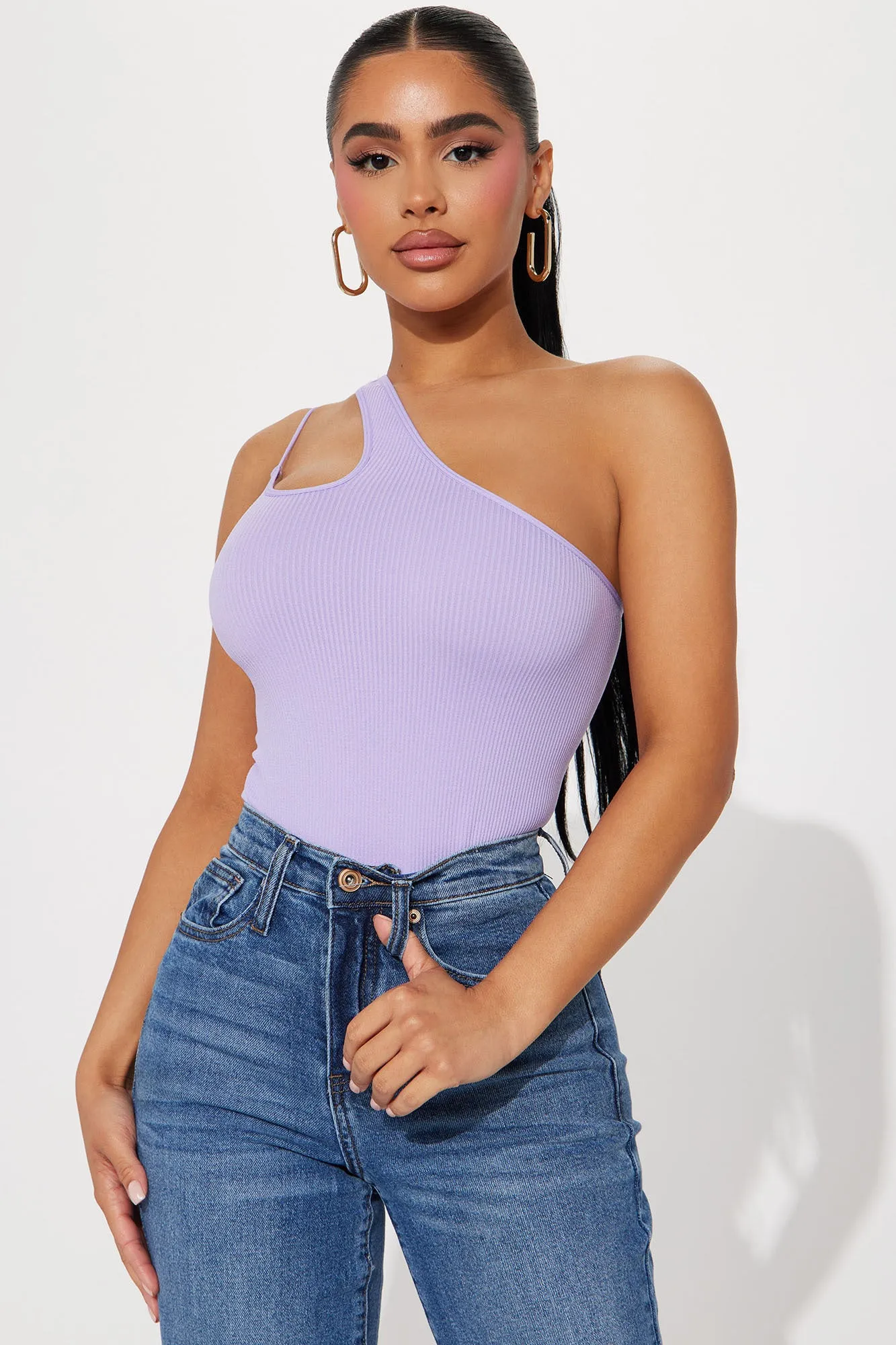 Aria One Shoulder Bodysuit - Lavender
