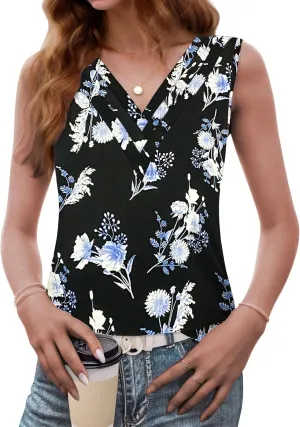 AUSELILY Womens Summer Tank Tops Causal Ladies Dressy Sleeveless V Neck Loose Tunic Shirts 2024 New Camisoles
