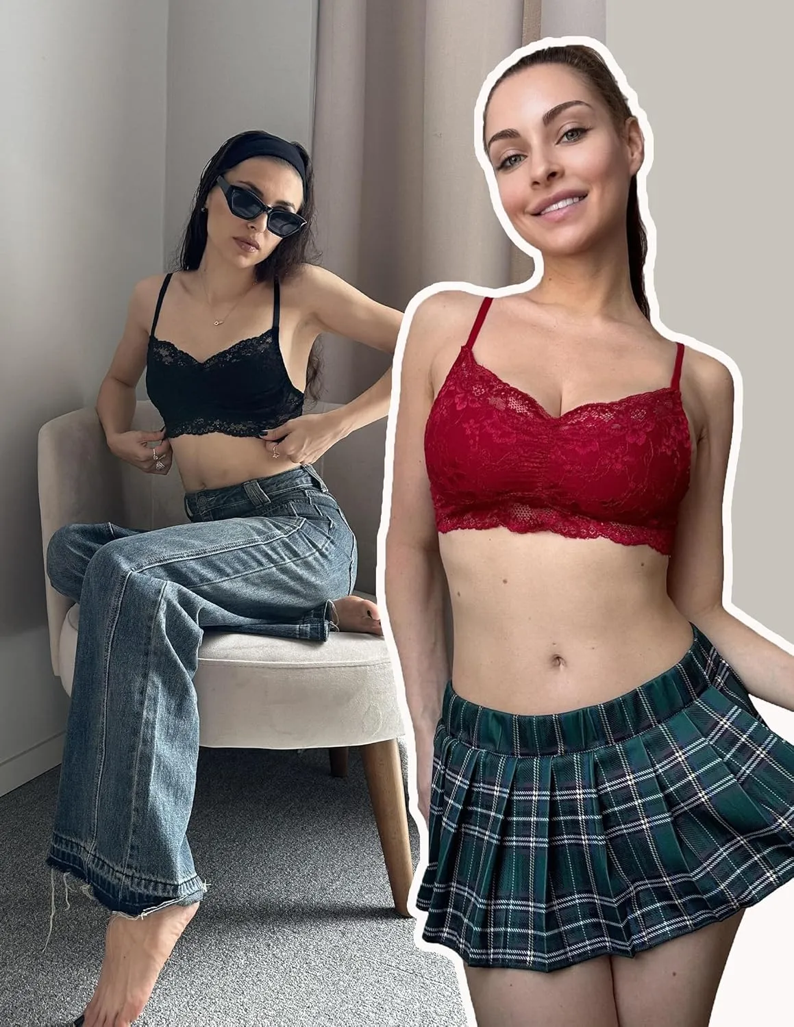 Avidlove Lace Bralette for Women V Neck Cami Tank Y2k Camisoles Adjustable Spaghetti Strap Crop Top