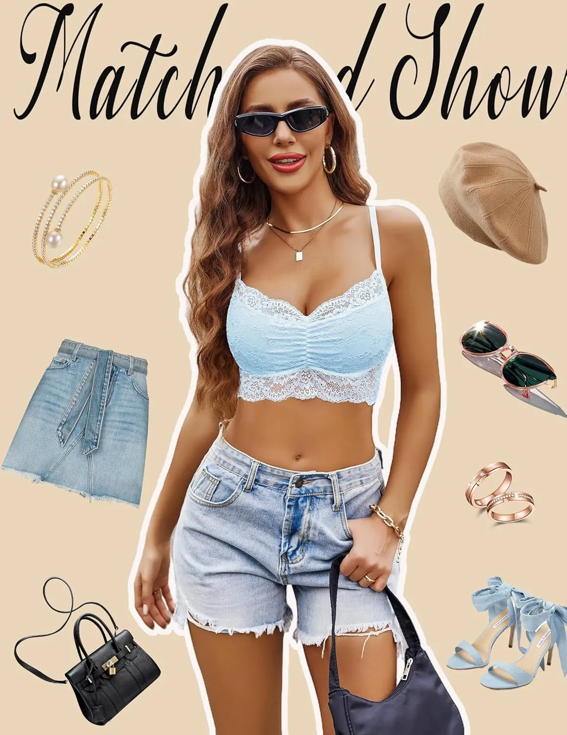 Avidlove Lace Bralette for Women V Neck Cami Tank Y2k Camisoles Adjustable Spaghetti Strap Crop Top