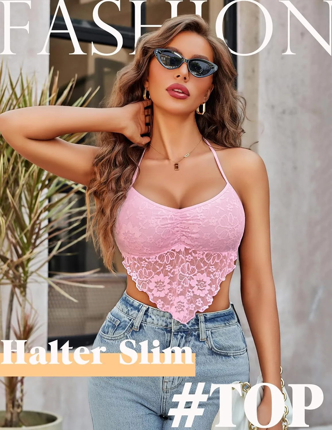 Avidlove Lace Tops for Women Sexy Crop Top Halter V Neck Cami Tank Y2K Camisoles 2025 Trendy