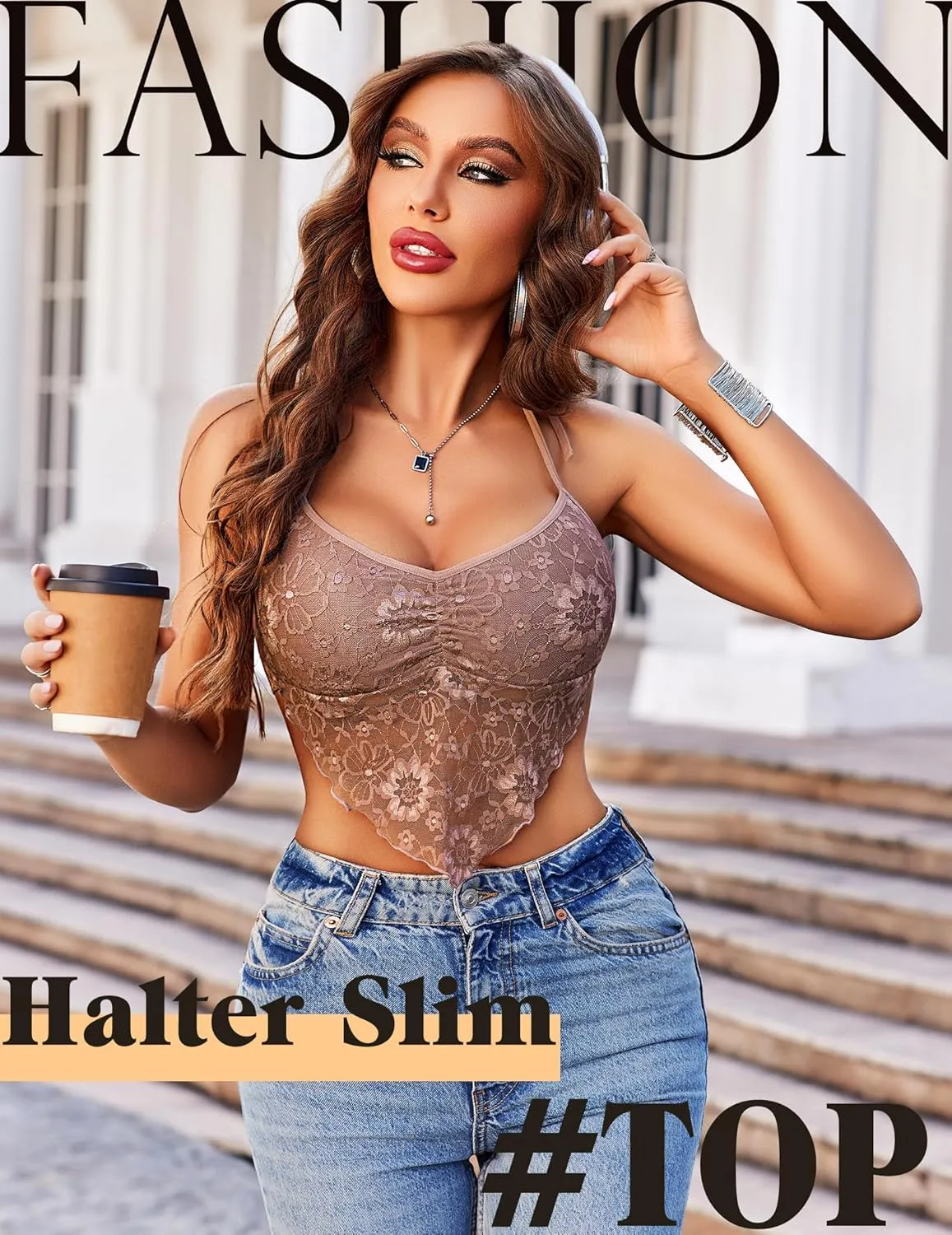 Avidlove Lace Tops for Women Sexy Crop Top Halter V Neck Cami Tank Y2K Camisoles 2025 Trendy