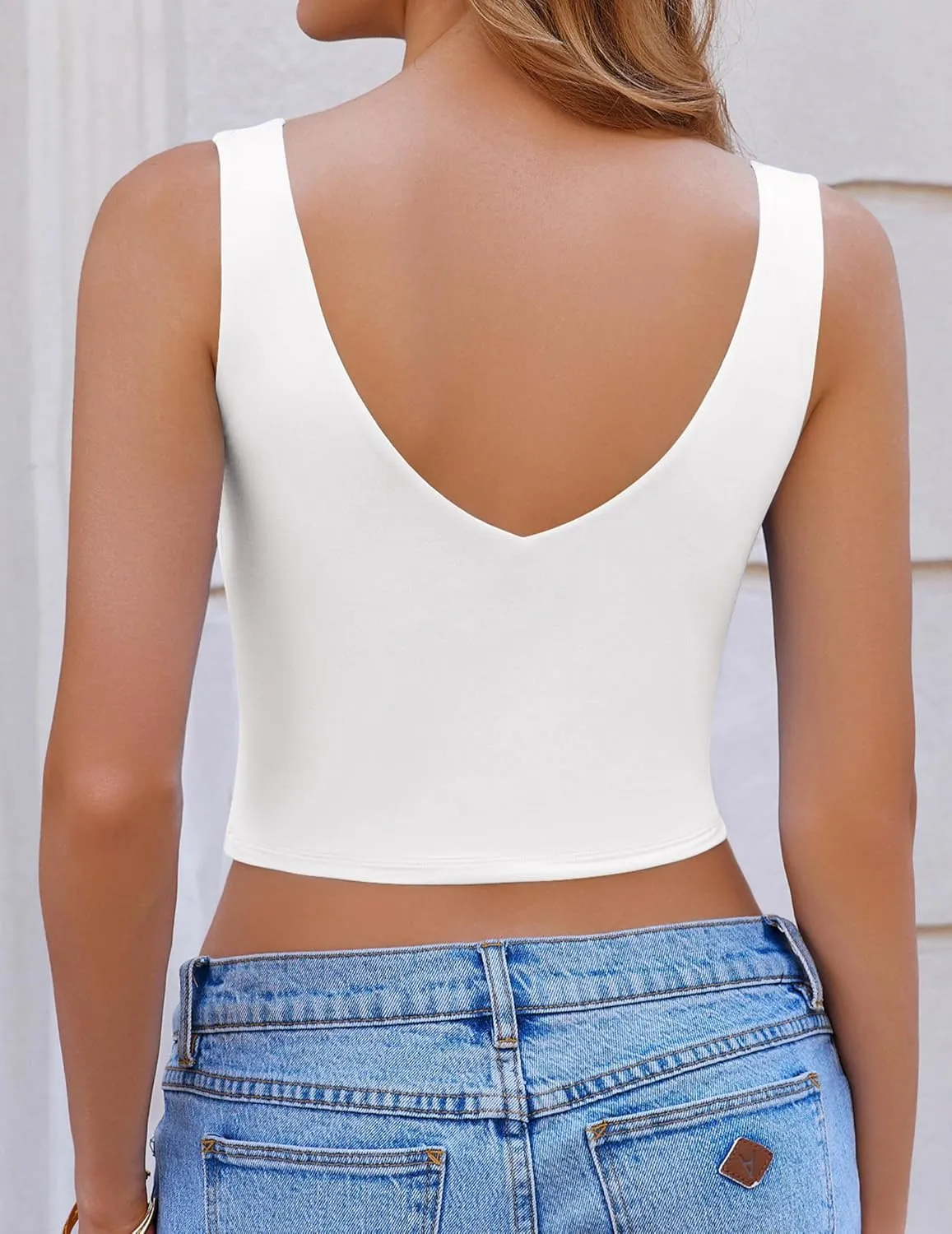 Avidlove Women's Sexy Crop Plunge Tank Tops Deep V Neck Sleeveless Going Out Camisoles Slim Fit 2025 Trendy Summer