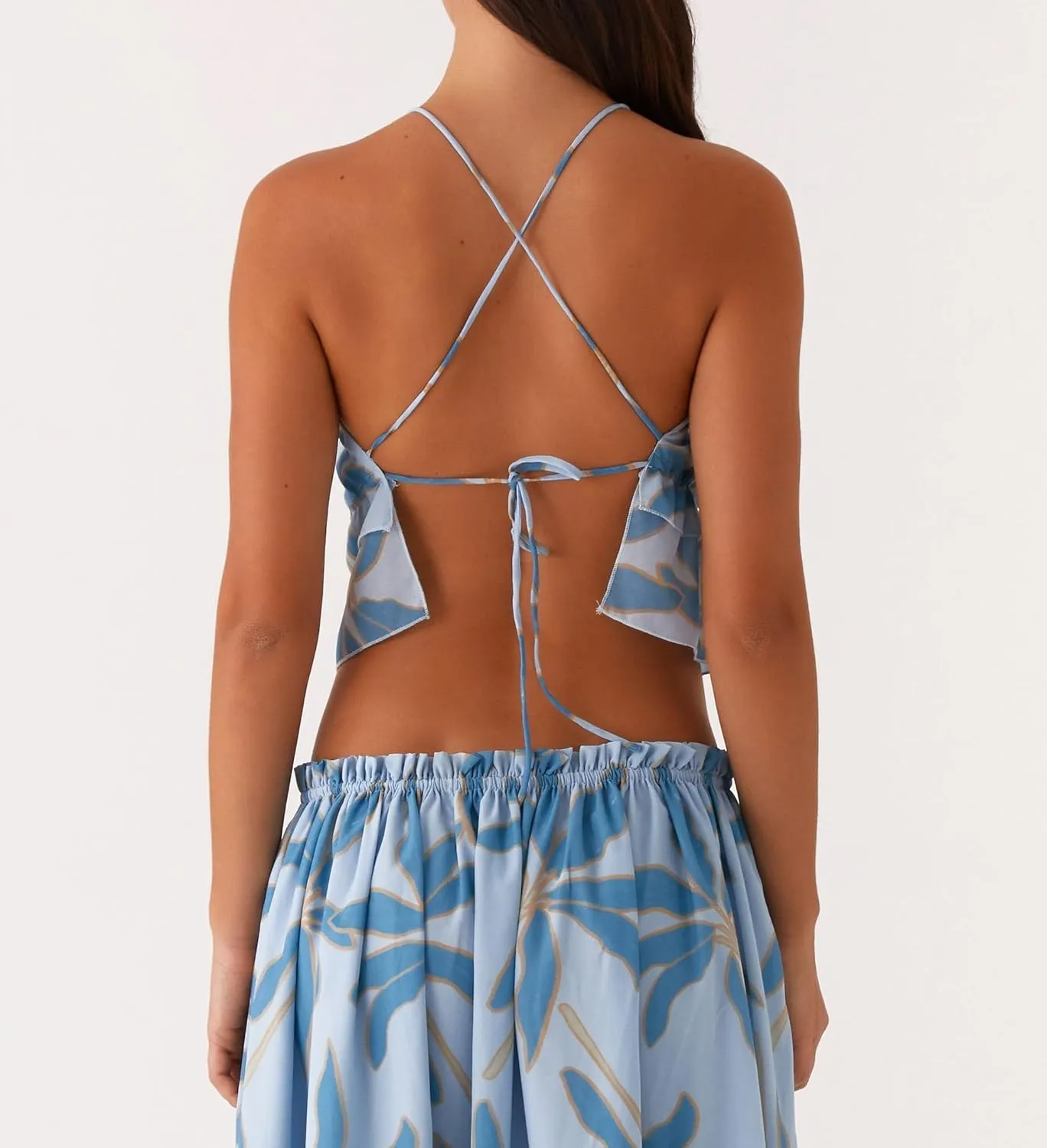Backless Halter Tops for Women Y2k Tie Back Ruffle Cami Top Sleeveless Smocked Going Out Tank Vest