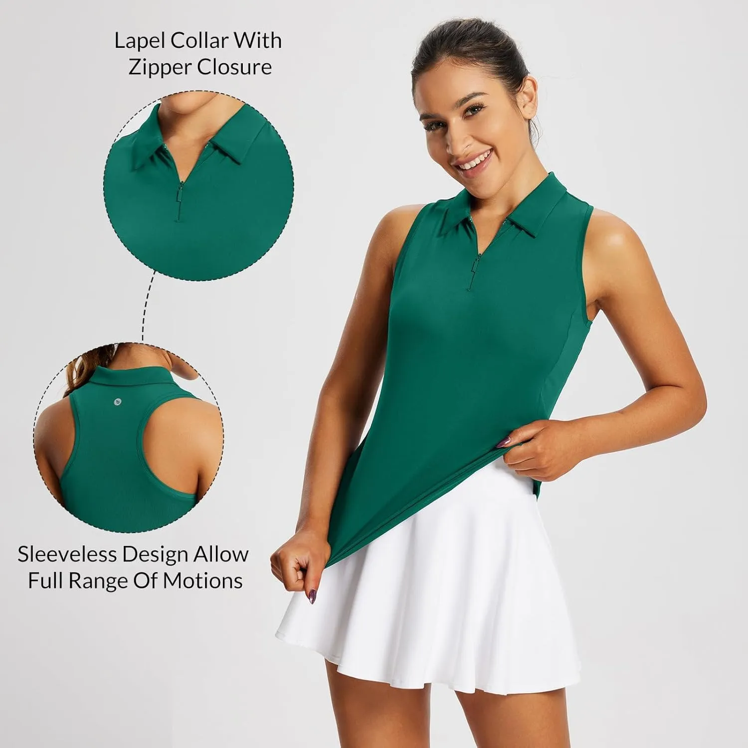 baleaf Women's Golf Shirts Tank Tops Sleeveless Tennis Polo Racerback with Collar Athletic Tanks Quick Dry