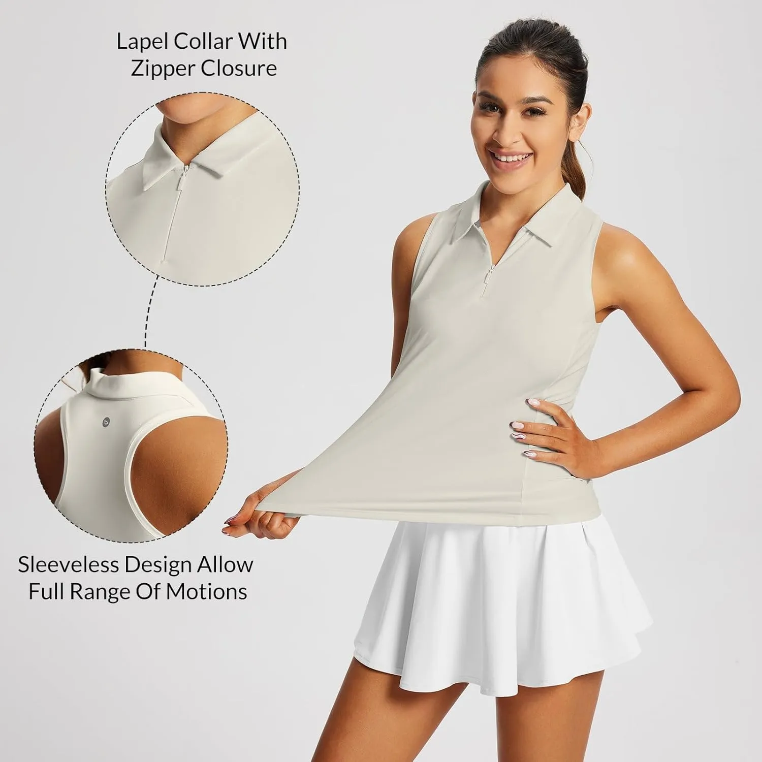 baleaf Women's Golf Shirts Tank Tops Sleeveless Tennis Polo Racerback with Collar Athletic Tanks Quick Dry