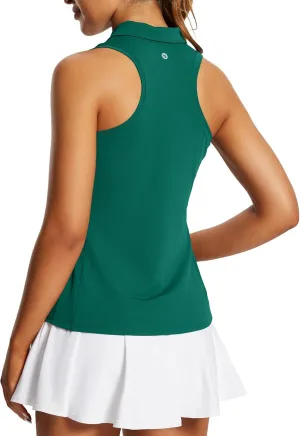 baleaf Women's Golf Shirts Tank Tops Sleeveless Tennis Polo Racerback with Collar Athletic Tanks Quick Dry