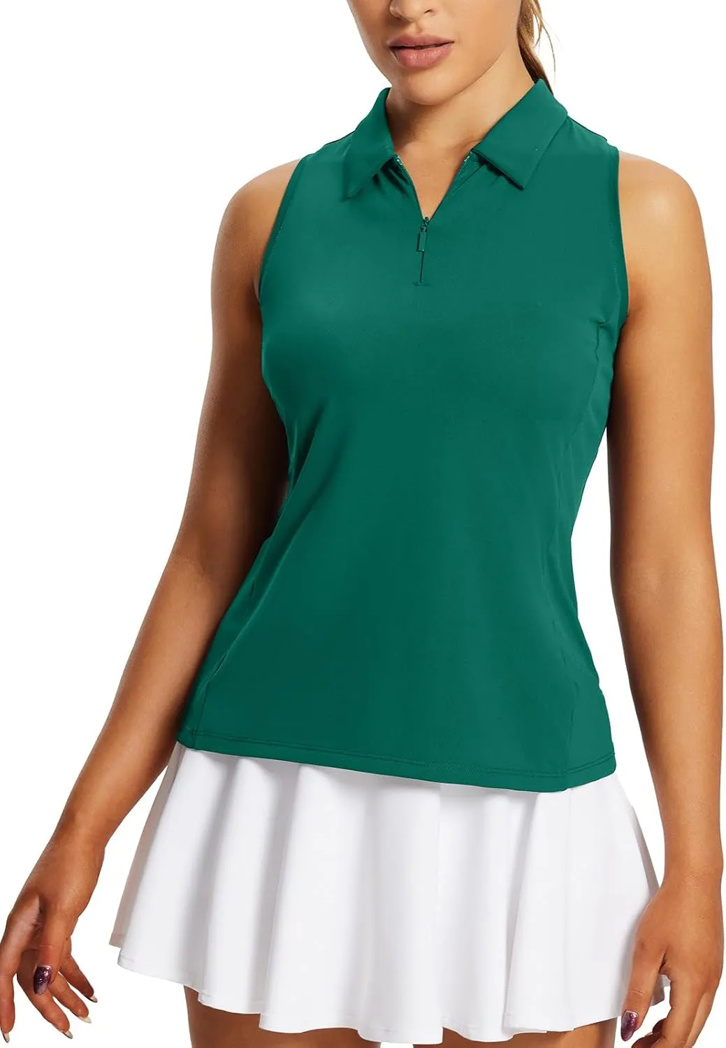 baleaf Women's Golf Shirts Tank Tops Sleeveless Tennis Polo Racerback with Collar Athletic Tanks Quick Dry