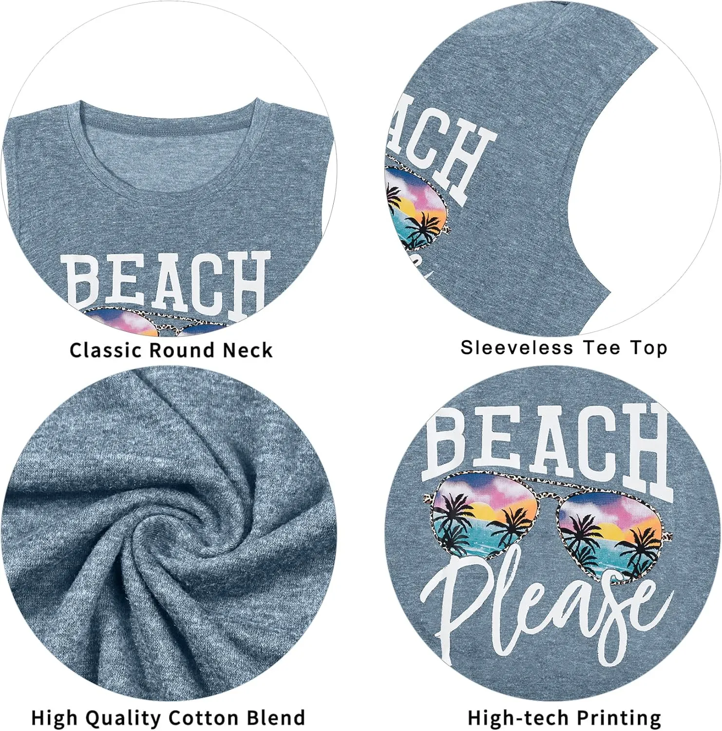 Beach Tanks for Women Beach Please Graphic Tank Top Funny Summer Sleeveless Hawaiian Vacation Vest Shirts
