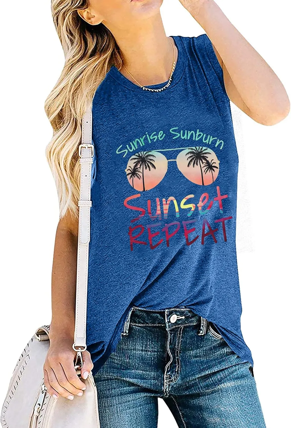Beach Tanks for Women Beach Please Graphic Tank Top Funny Summer Sleeveless Hawaiian Vacation Vest Shirts