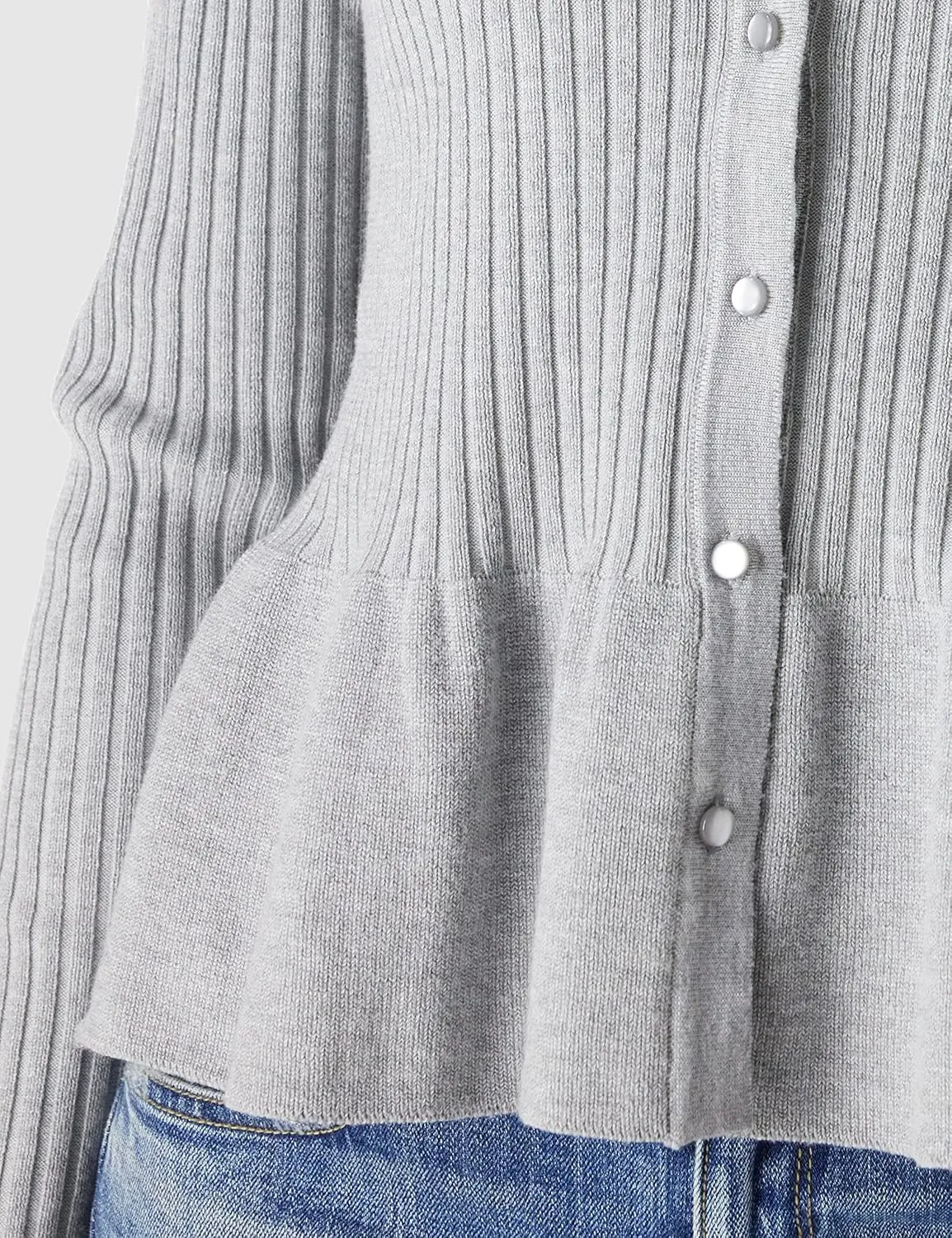Beautiful Nomad Women's Long Sleeve Cardigan Peplum Sweater Crew Neck Button Tops Knit Ribbed Elegant Outwear Coat