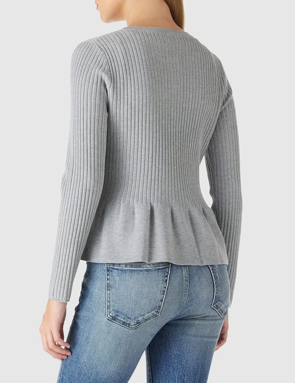 Beautiful Nomad Women's Long Sleeve Cardigan Peplum Sweater Crew Neck Button Tops Knit Ribbed Elegant Outwear Coat