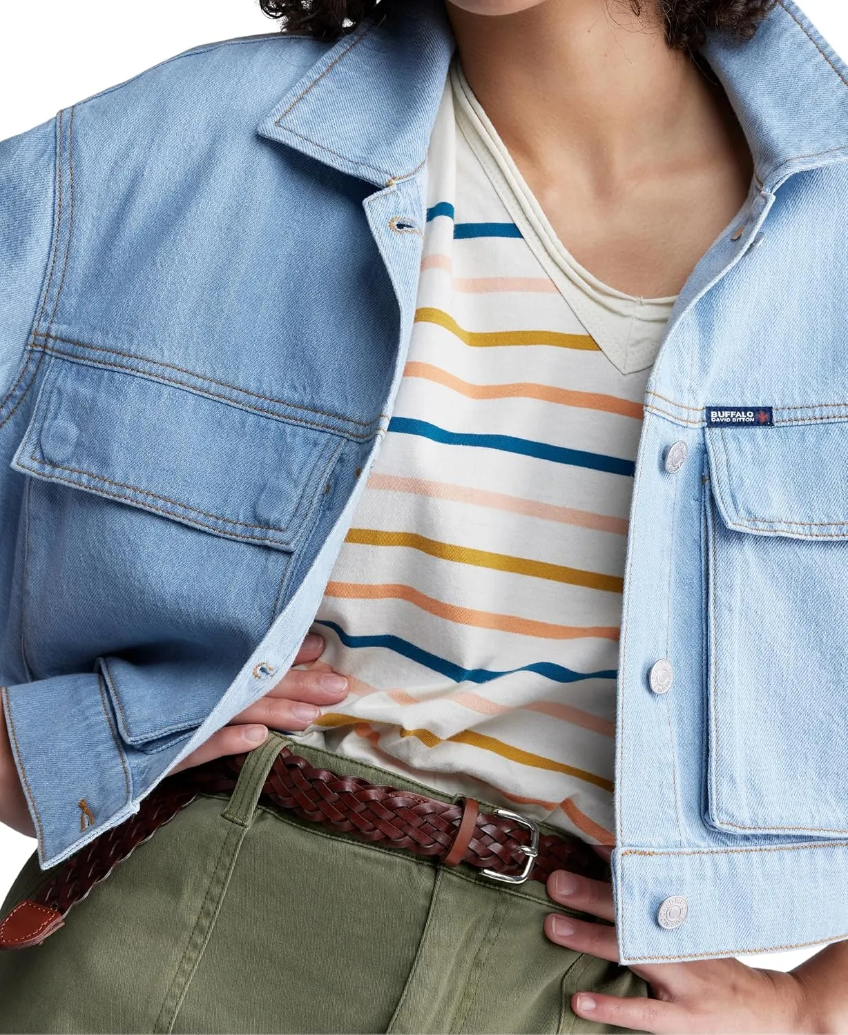 Buffalo David Bitton Women's Teagan Boxy Cropped Denim Jacket