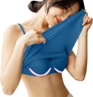 Built in Bra Tank Tops for Women Cotton Padded sports bra Womens thin Spaghetti Strap camisoles with built in bra