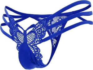 Butterfly Thongs for Men Sexy Lace G-String Underwear Sissy Panties Low Rise Briefs Underpants for Sex Naughty