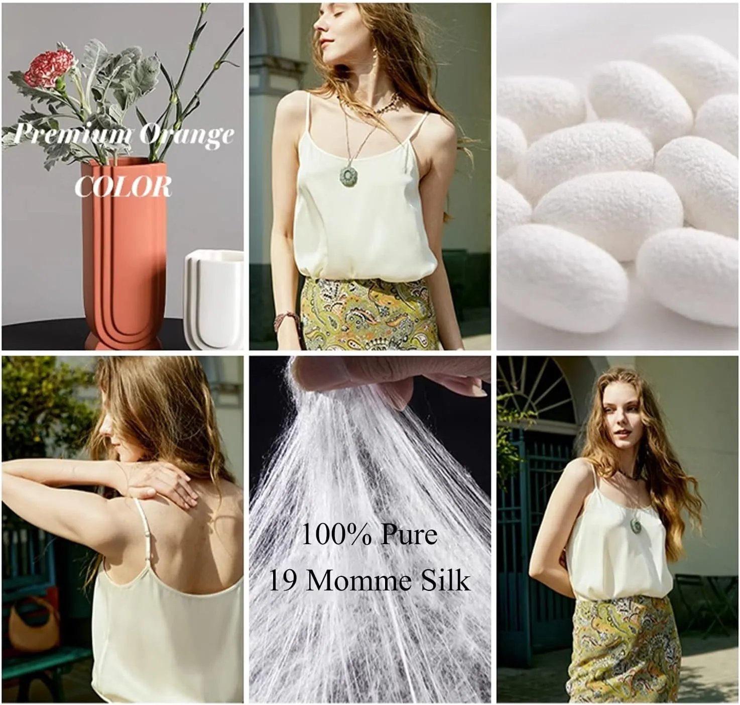 COLD POSH Silk Camisole for Women Mulberry Silk Elegant Tank Tops Basic Scoop Neck Cami Summer Casual Sleeveless Camisoles