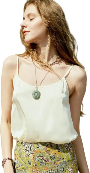 COLD POSH Silk Camisole for Women Mulberry Silk Elegant Tank Tops Basic Scoop Neck Cami Summer Casual Sleeveless Camisoles