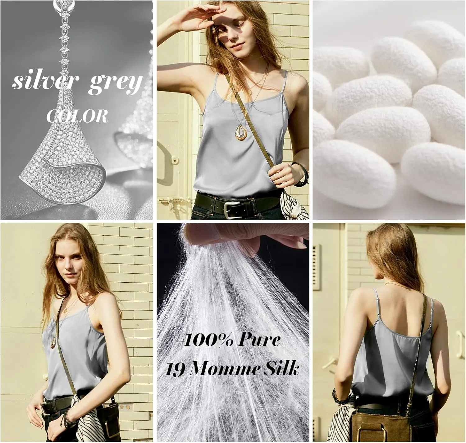 COLD POSH Silk Camisole for Women Mulberry Silk Elegant Tank Tops Basic Scoop Neck Cami Summer Casual Sleeveless Camisoles