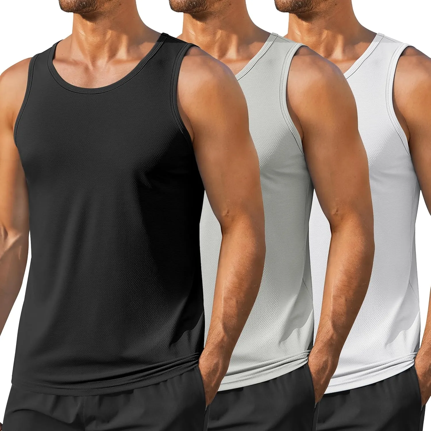COOFANDY Men's Workout Tank Tops UPF 50  Sleeveless Gym Muscle Shirts Cooling Quick Dry Bodybuilding Tanks for Swim Beach