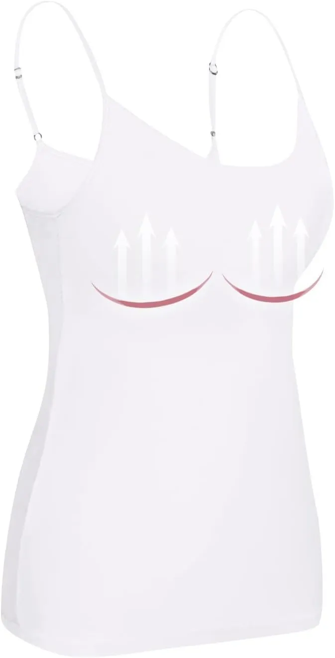 COTECRAM Womens Tank Tops with Built in Bras Camisoles Adjustable Spaghetti Strap Shelf Bra Basic Layer Cami Undershirts