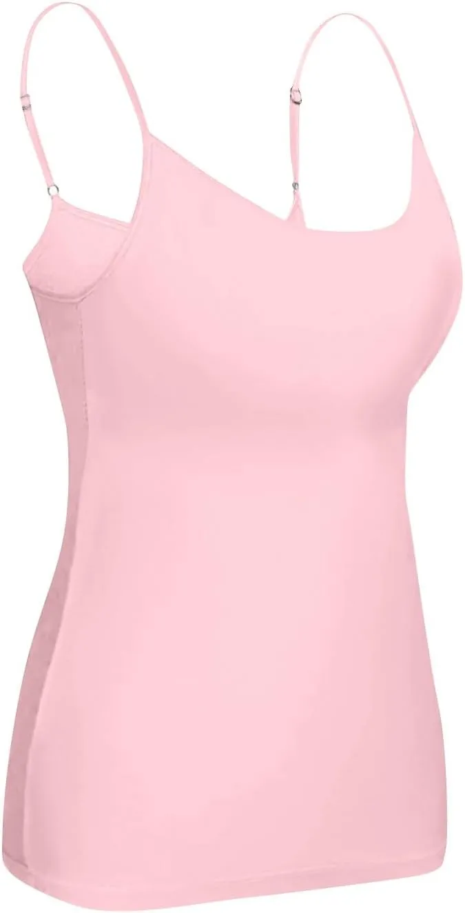COTECRAM Womens Tank Tops with Built in Bras Camisoles Adjustable Spaghetti Strap Shelf Bra Basic Layer Cami Undershirts