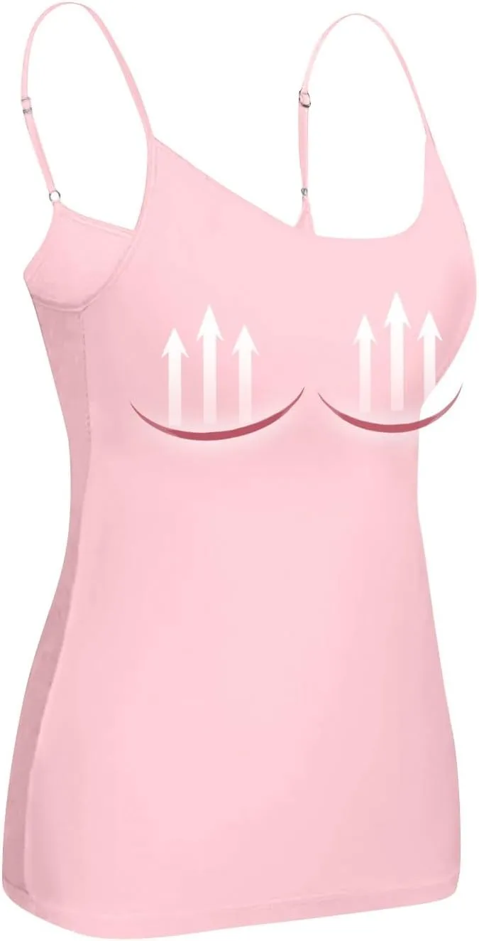 COTECRAM Womens Tank Tops with Built in Bras Camisoles Adjustable Spaghetti Strap Shelf Bra Basic Layer Cami Undershirts
