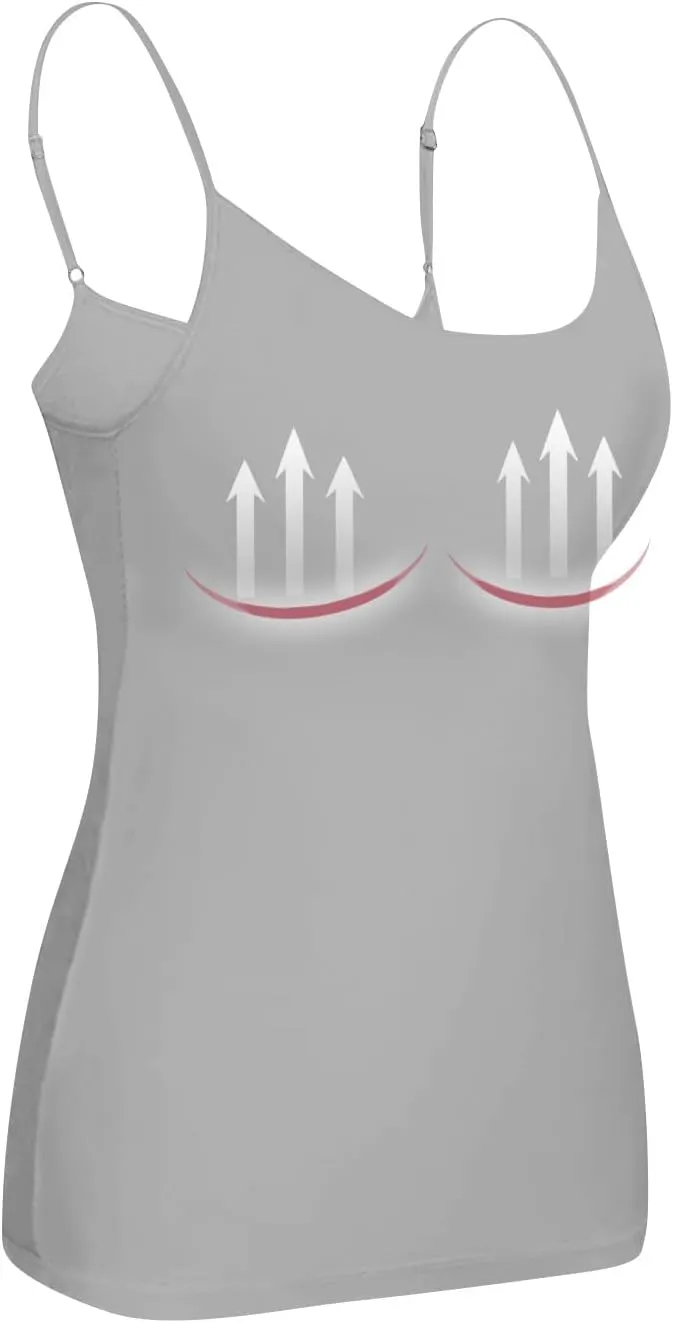 COTECRAM Womens Tank Tops with Built in Bras Camisoles Adjustable Spaghetti Strap Shelf Bra Basic Layer Cami Undershirts