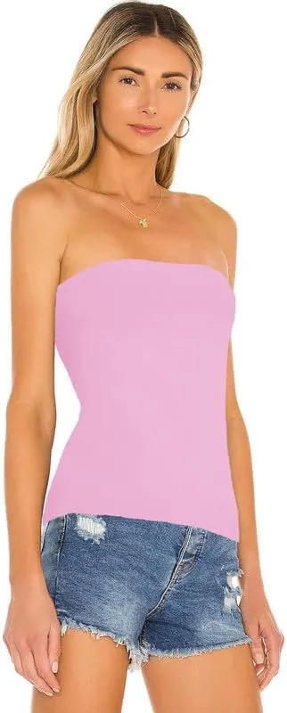 Cotton Long Tube Tops for Womens Strapless Camisoles Sexy Bandeau 3 Pieces