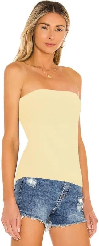 Cotton Long Tube Tops for Womens Strapless Camisoles Sexy Bandeau 3 Pieces