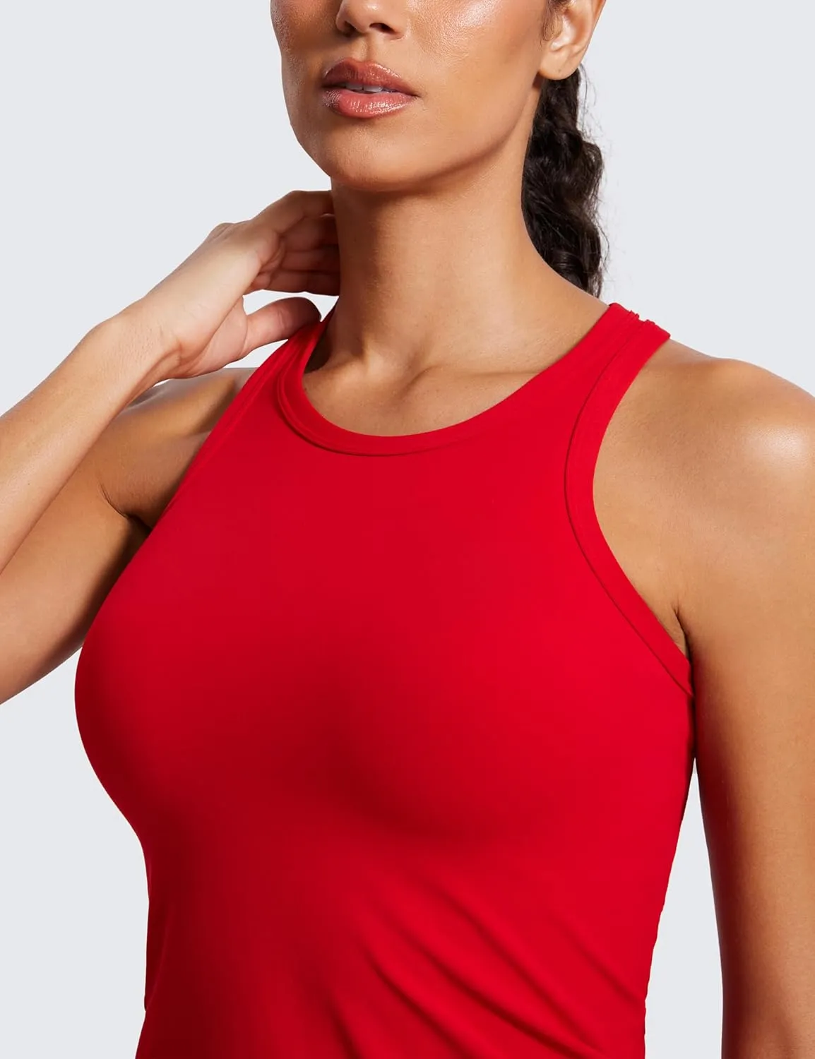 CRZ YOGA Butterluxe Womens Workout Racerback Sleeveless Tops High Neck Athletic Camisole Tanks Running Gym Yoga Shirts
