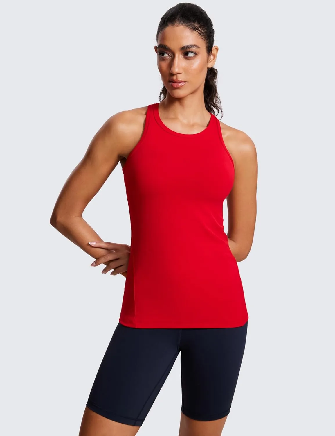 CRZ YOGA Butterluxe Womens Workout Racerback Sleeveless Tops High Neck Athletic Camisole Tanks Running Gym Yoga Shirts