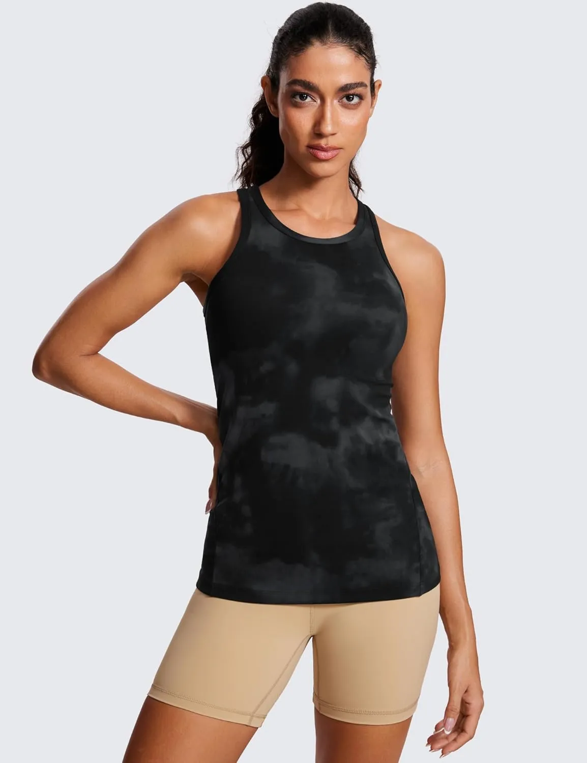 CRZ YOGA Butterluxe Womens Workout Racerback Sleeveless Tops High Neck Athletic Camisole Tanks Running Gym Yoga Shirts