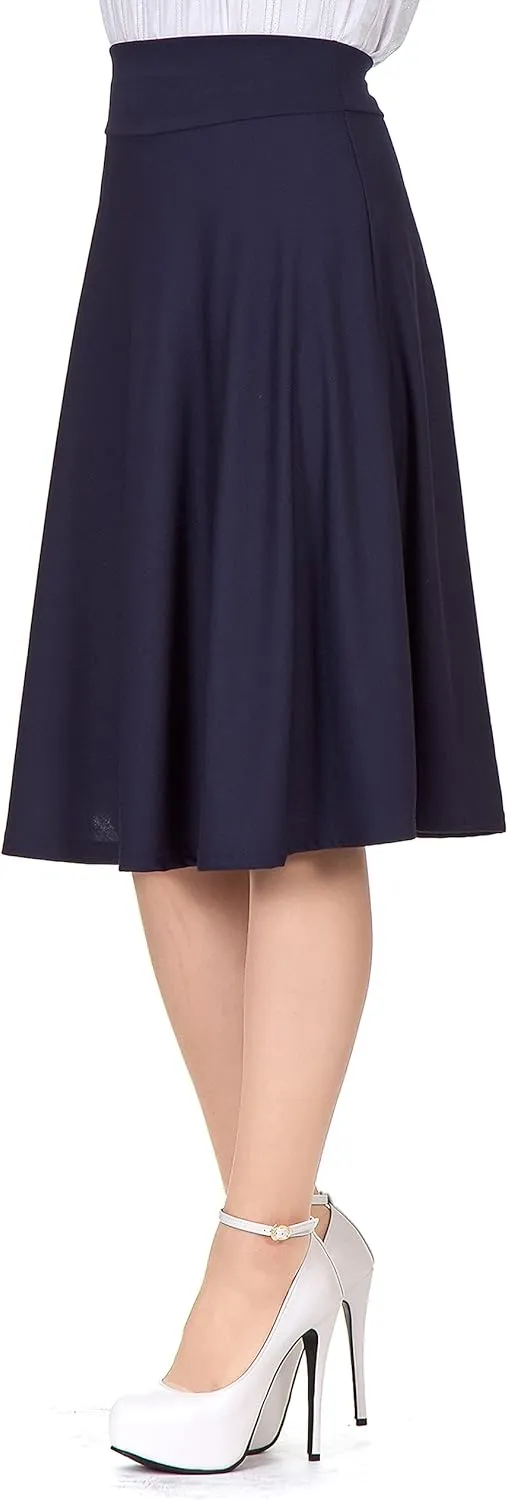 Dani's Choice Stretch High Waist A-line Flared Long Midi Skirt