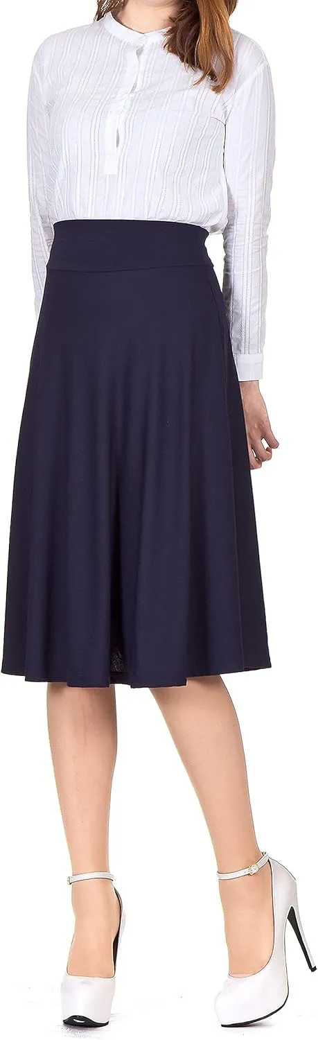 Dani's Choice Stretch High Waist A-line Flared Long Midi Skirt