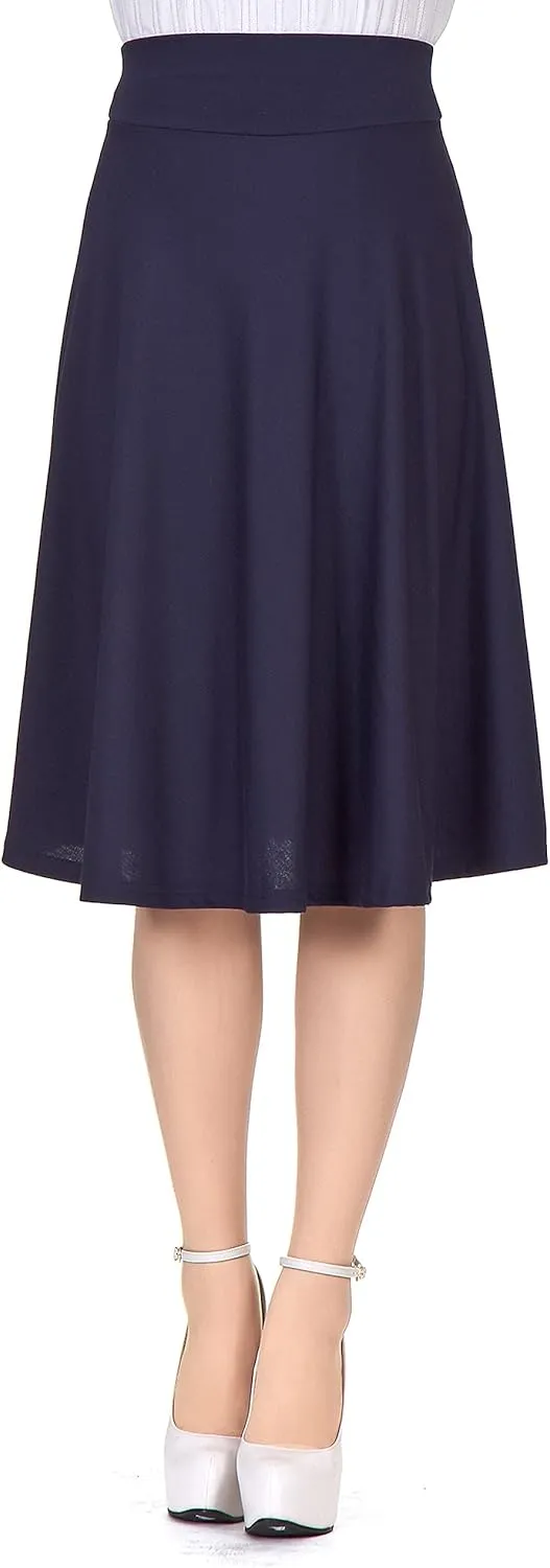 Dani's Choice Stretch High Waist A-line Flared Long Midi Skirt