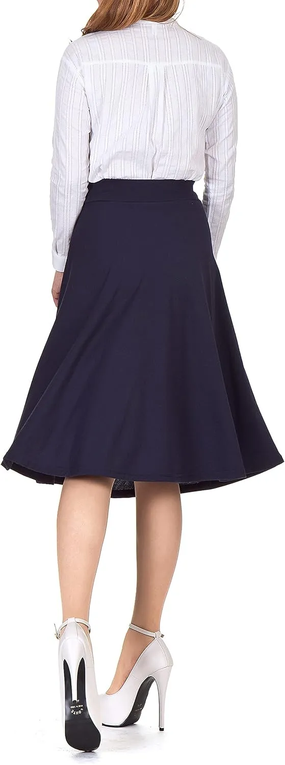 Dani's Choice Stretch High Waist A-line Flared Long Midi Skirt