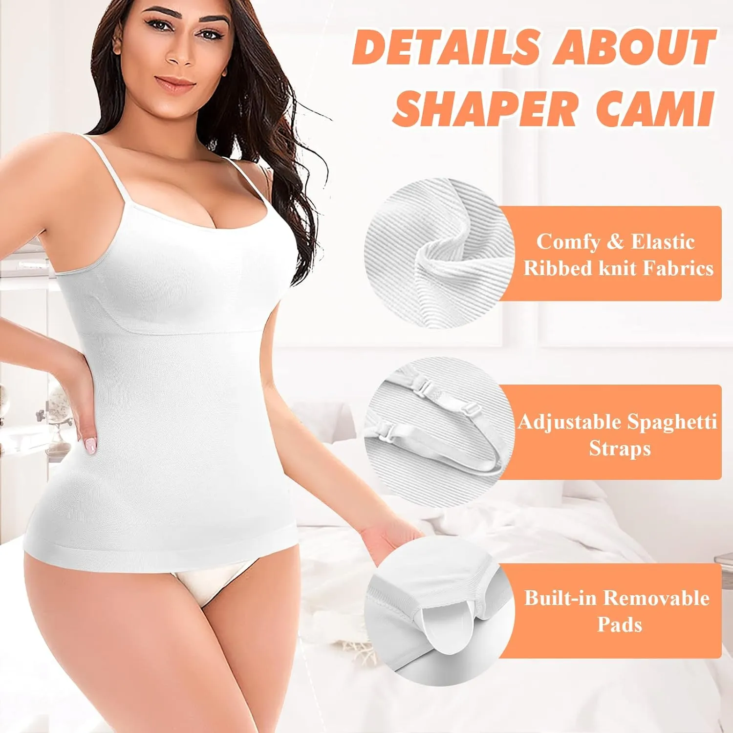 DERCA Women's Shapewear Cami Tummy Control Compression Tank Tops Adjustable Straps Body Shaper Camisoles