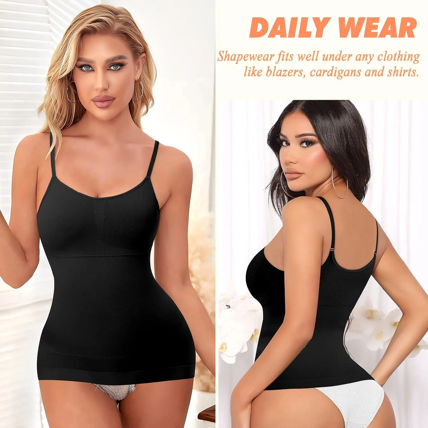 DERCA Women's Shapewear Cami Tummy Control Compression Tank Tops Adjustable Straps Body Shaper Camisoles