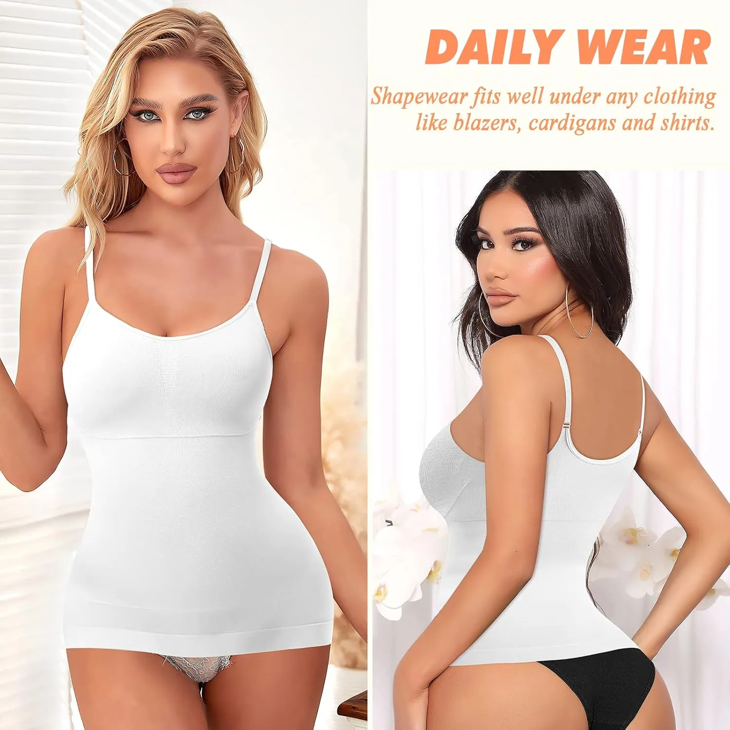 DERCA Women's Shapewear Cami Tummy Control Compression Tank Tops Adjustable Straps Body Shaper Camisoles