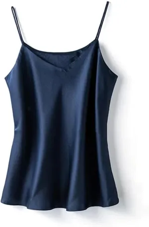 Double-Layer Silk Camisole for Women, Mulberry Silk Bandeau, Sexy V-Neck Tanks and Camis, Summer Vest,