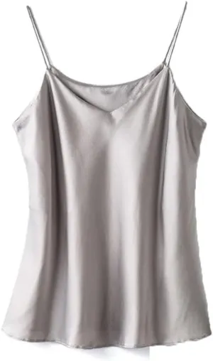 Double-Layer Silk Camisole for Women, Mulberry Silk Bandeau, Sexy V-Neck Tanks and Camis, Summer Vest,