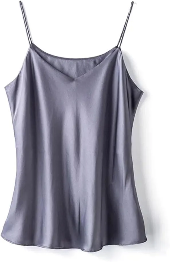 Double-Layer Silk Camisole for Women, Mulberry Silk Bandeau, Sexy V-Neck Tanks and Camis, Summer Vest,