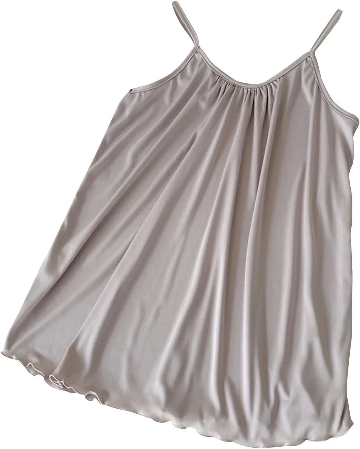 Dress Shirts for Women Pleated Spaghetti Strap Camisole Loose Fit Casual Sleeveless Flowy Basic Tops Silk Sleepwear Tanks